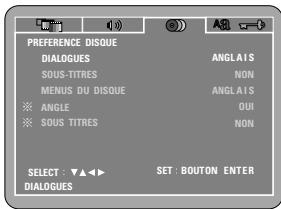 DENON DVD-770SD - Lorsque "PREFERENCE DISQUE" est sélectionnée - 1