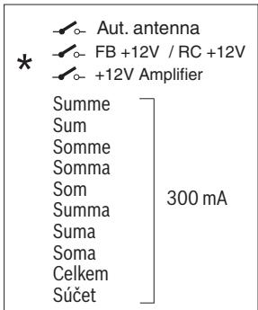 Aut. antenna FB +12V / RC +12V +12V Amplifier Summe Sum Somme Somma Som Summa Suma Soma Celkem Súčet 300 mA