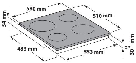 54 mm 580 mm 510 mm 483 mm 553 mm 30° mm +1