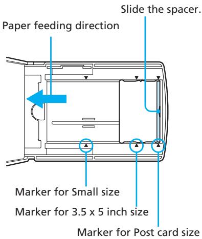 SONY DPP-EX50 - Adjust the spacer to the paper size you want to use. - 1