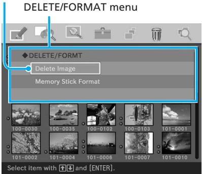 SONY DPP-EX50 - Press the arrow ( / ) button to select (DELETE/FORMAT) and then press ENTER. - 1