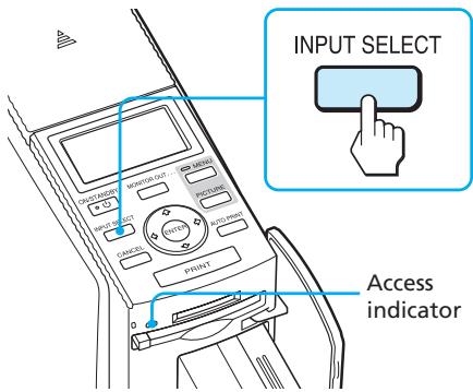 SONY DPP-EX50 - Press INPUT SELECT repeatedly to select the memory card containing the images that you want to print. - 1