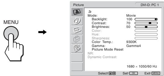 SONY MFM-HT205 - Wyświetl menu główne. - 1