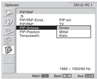 SONY MFM-HT205 - So ändern Sie die Größe des Zweitbildes (PIP-Funktion: ein) - 1