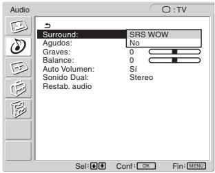 SONY MFM-HT205 - Pulse los botones ↑/↓ para seleccionar "Surround" y pulse el botón OK. - 1