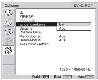 SONY MFM-HT205 - ■ Einstellen von „Eingangserkenn“ (nur für PC 1/PC 2) - 1