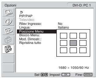 SONY MFM-HT205 - Premere i tasti ↑/↓ per selezionare “Posizione Menu” e premere il tasto OK. - 1