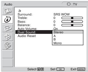 SONY MFM-HT205 - ■ Setting “Dual Sound” (for TV/COMPONENT/VIDEO 1/VIDEO 2 only) - 1