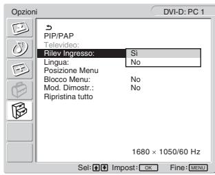SONY MFM-HT205 - Premere i tasti ↑/↓ per selezionare “Rilev ingresso”, quindi premere il tasto OK. - 1