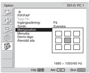 SONY MFM-HT205 - ■ Att ställa in "Menyposition" - 1