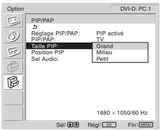 SONY MFM-HT205 - Pour modifier la taille de l'image secondaire (fonction PIP activée) - 1