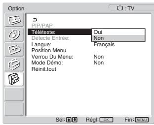 SONY MFM-HT205 - Appuyez sur les touches ↑/↓ pour sélectionner « Télétexte », puis appuyez sur la touche OK. - 1