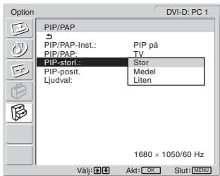 SONY MFM-HT205 - Att ändra sidoskärmens storlek (PIP-funktion: på) - 1