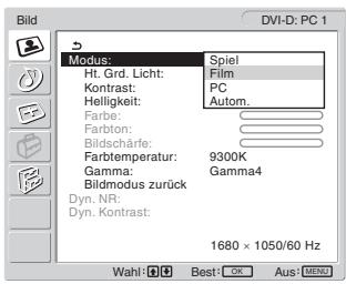 SONY MFM-HT205 - ■ Auswählen des Bildmodus für PC 1/PC 2 - 1