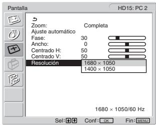 SONY MFM-HT205 - Pulse los botones ↑/↓ para seleccionar "Resolución" y pulse el botón OK. - 1