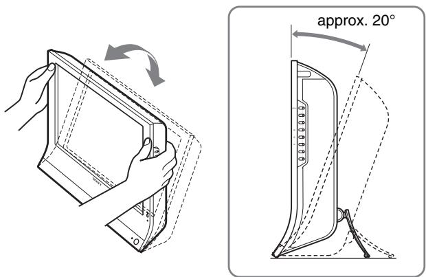 SONY MFM-HT205 - Tenez le panneau LCD par les côtés, puis ajustez l'angle de vue de l'écran. - 1