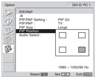 SONY MFM-HT205 - To change the sub picture's position (PIP function: On) - 1