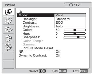 SONY MFM-HT205 - ■ Izbiranje slikovnega načina za TV/COMPONENT/VIDEO 1/VIDEO 2 - 1