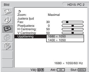 SONY MFM-HT205 - Tryck på knapparna ↑/↓ för att välja "Upplösning" och tryck sedan på OK-knappen. - 1