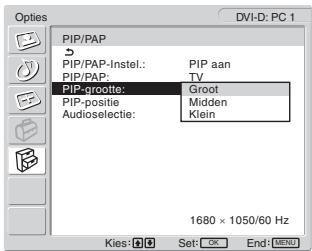 SONY MFM-HT205 - De grootte van het subbeeld wijzigen (PIP-functie: Aan) - 1