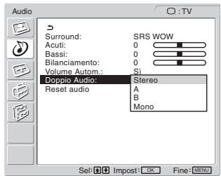 SONY MFM-HT205 - Premere i tasti ↑/↓ per selezionare “Doppio Audio” e premere il tasto OK. - 1