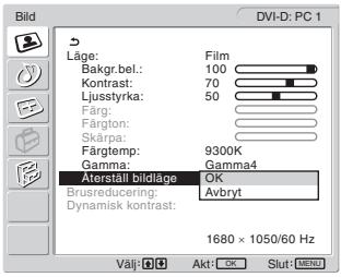 SONY MFM-HT205 - Tryck på ↑/↓-knapparna för att välja "Återställ bildläge" och tryck på OK-knappen. - 1