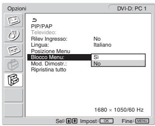 SONY MFM-HT205 - Premere i tasti ↑/↓ per selezionare “Blocco Menu” e premere il tasto OK. - 1