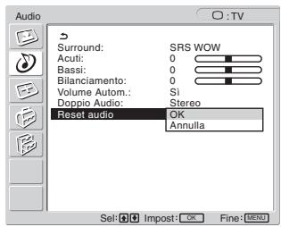 SONY MFM-HT205 - Premere i tasti ↑/↓ per selezionare “Reset audio” e premere il tasto OK. - 1