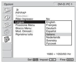 SONY MFM-HT205 - Premere i tasti ↑/↓ per selezionare “Lingua” e premere il tasto OK. - 1