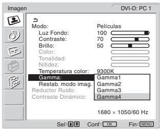 SONY MFM-HT205 - Pulse los botones ↑/↓ para seleccionar “Gamma” y pulse el botón OK. - 1
