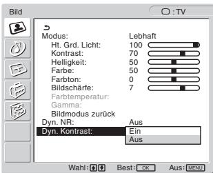 SONY MFM-HT205 - Wählen Sie mit den Tasten ↑/↓ die Option „Dyn. Kontrast“ und drücken Sie OK. - 1