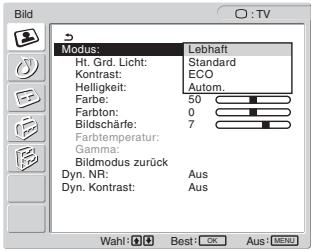 SONY MFM-HT205 - ■ Auswählen des Bildmodus für TV/COMPONENT/VIDEO 1/VIDEO 2 - 1