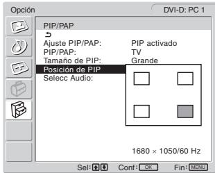 SONY MFM-HT205 - Para cambiar la posición de la imagen secundaria (función PIP: activado) - 1