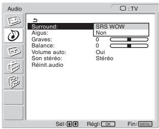 SONY MFM-HT205 - Appuyez sur les touches ↑/↓ pour sélectionner « Surround », puis appuyez sur la touche OK. - 1