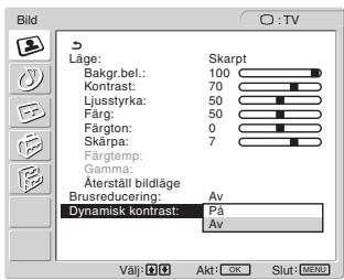 SONY MFM-HT205 - Tryck på ↑/↓-knapparna för att välja "Dynamisk kontrast" och tryck på OK-knappen. - 1