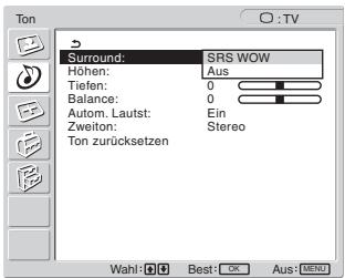 SONY MFM-HT205 - Wählen Sie mit den Tasten ↑/↓ die Option „Surround“ und drücken Sie OK. - 1