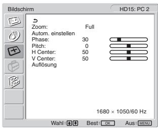 SONY MFM-HT205 - Menü „Bildschirm“ - 1