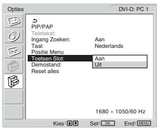 SONY MFM-HT205 - Druk op de ↑/↓ toetsen om "Toetsen Slot" te selecteren en druk op de OK toets. - 1