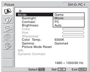 SONY MFM-HT205 - ■ Selecting the Picture Mode for PC 1/PC 2 - 1