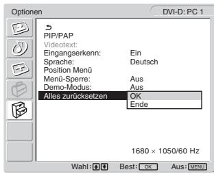 SONY MFM-HT205 - Wählen Sie mit den Tasten ↑/↓ die Option „Alles zurücksetzen“ und drücken Sie OK. - 1