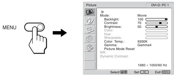SONY MFM-HT205 - Display the main menu. - 1