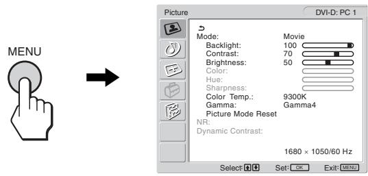 SONY MFM-HT205 - Display the main menu. - 1