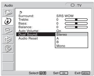 SONY MFM-HT205 - ■ Definir “Dual Sound” (apenas para TV/COMPONENT/VIDEO 1/VIDEO 2) - 1