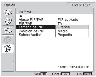 SONY MFM-HT205 - Para cambiar el tamaño de la imagen secundaria (función PIP: activado) - 1