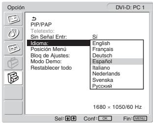 SONY MFM-HT205 - Pulse los botones ↑/↓ para seleccionar "Idioma" y pulse el botón OK. - 1