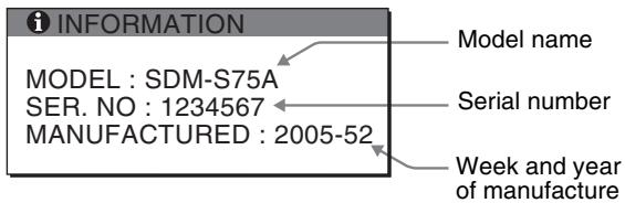 SONY SDM-S95AR - Displaying this display's information - 2