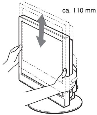 SONY SDM-S95AR - Fassen Sie den LCD-Bildschirm an beiden Seiten und stellen Sieihn auf die gewünschte Höhe ein. - 1
