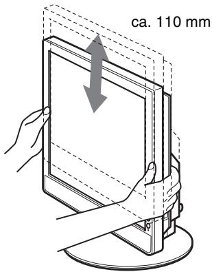 SONY SDM-S95AR - Houd byeke kanten van het LCD-schem vast, en pas daarna de hoogte van het scherm aan. - 1