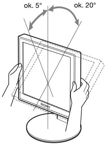 SONY SDM-S95AR - Uchwyc boczne krawędzie panelu LCD, a nastepnie wyreguluj kát nachylenia ekranu. - 1