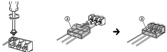 Technical diagram showing assembly steps of a mechanical component with numbered components and directional arrows indicating process flow.
